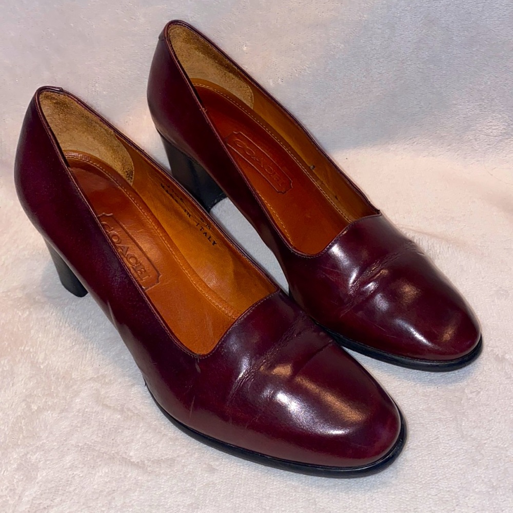 Coach Vintage 2.5” Heel Italian Leather Burgundy Wine Pump 6M Office Shoes